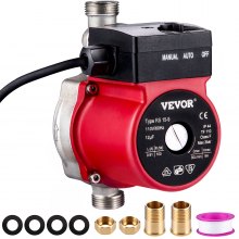 VEVOR Recirculating Pump, 120W 110V Water Circulator Pump, Automatic Start Circulating Pump NPT 3/4" w/Brass Fittings, Stainless Steel Pump Head, Two Control Mode for Home Electric Water Heater System