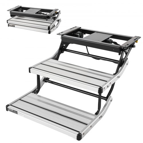 

VEVOR RV Steps, 2-Step, 440 lbs Load Capacity, Electric Retractable RV Stairs, Telescopic Folding Aluminum Alloy Camper Steps, Steel Frame Non-Slip Entry Stair for Camper Van Motorhome Travel Trailer