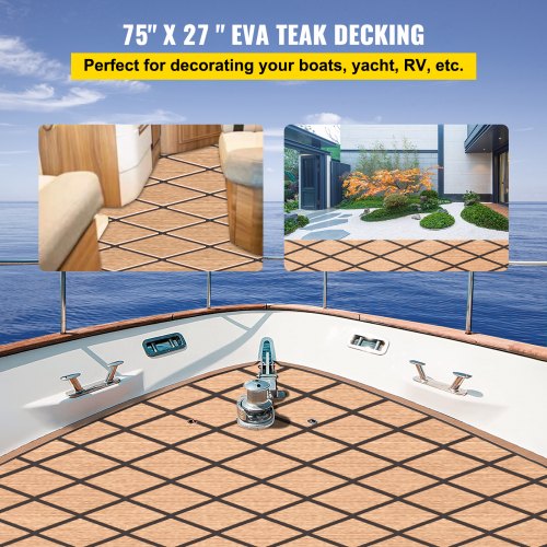 US Faux Teak EVA Foam Boat Decking Sheet Mat Large Deluxe Marine Yacht Flooring