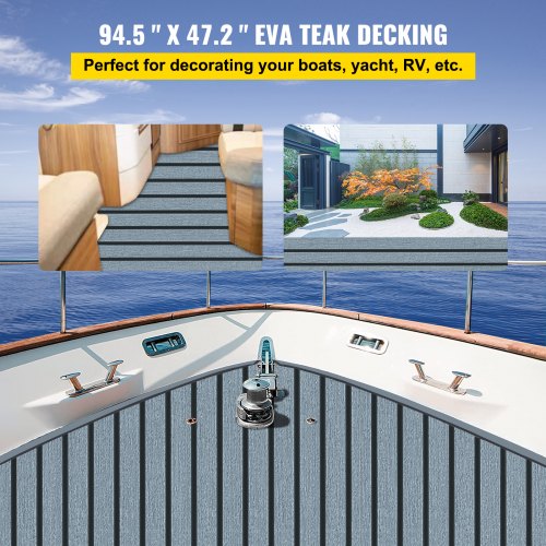 87x26 Inch 5mm EVA Foam Teak Decking Sheet Non-slip Pad Marine Boat Yacht 