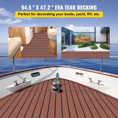 5mm EVA Teak Sheet Yacht Flooring Boat Decking Self-Adhesive Pad Black 