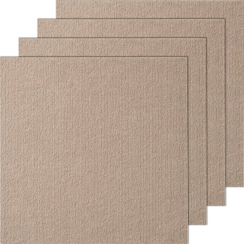 VEVOR Carpet Tiles Peel and Stick, 18" x 18" Squares Self Adhesive Carpet Floor Tile, Soft Padded Carpet Tiles, Easy Install DIY for Bedroom Living Room Indoor Outdoor (10 Tiles, Light Brown) ZZFKDT1818QZRKCG3V0