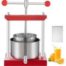 VEVOR Wine Presser, 0.9Gal/3.5L Grape Press for Wine Making, Wine Press Machine w/Dual Stainless Steel Barrels, Wine Cheese Fruit Vegetable Tincture Press w/Power Ball Handle & 0.1"/3 mm Thick Plate
