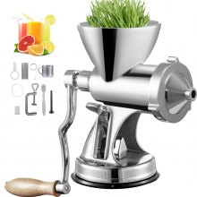 VEVOR Manual Wheatgrass Juicer with Suction Cup Base & Desktop Clamp Wheat Grass Grinder Long Screw Shaft Wheatgrass Juicer Stainless Steel for Juicing Wheatgrass Gingers Apples Grapes