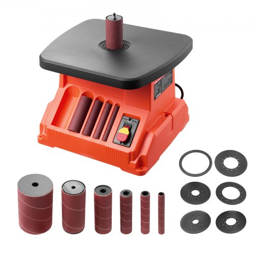 VEVOR Oscillating Spindle Sander, 2400RPM Benchtop Spindle Sander with 6 Sleeves (1/2"-3"), 5/8" Stroke & 15.4 x 16.3-inch Wide Worktable for Furniture Finishing, Crafts Sanding, DIY Woodworking ZZSGJTSZZ240N9I70001V1