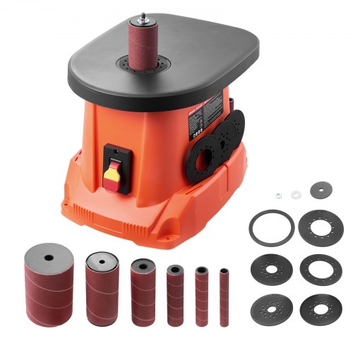 VEVOR Oscillating Spindle Sander, 2400RPM Benchtop Spindle Sander with 6 Sleeves (1/2"-3"), 5/8" Stroke, 15.6" x 11.6" Cast Iron Worktable for Furniture Finishing, Crafts Sanding, DIY Woodworking ZZSGJTSZZ240VF3SV001V1