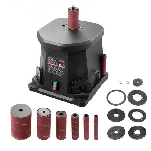 VEVOR Oscillating Spindle Sander, 2000RPM Benchtop Spindle Sander with 6 Sleeves (1/2"-3"), 0.59" Stroke & Dust Connection Port for Furniture Finishing, Crafts Sanding, DIY Woodworking ZZSGJZZ2000RLSUYT001V1