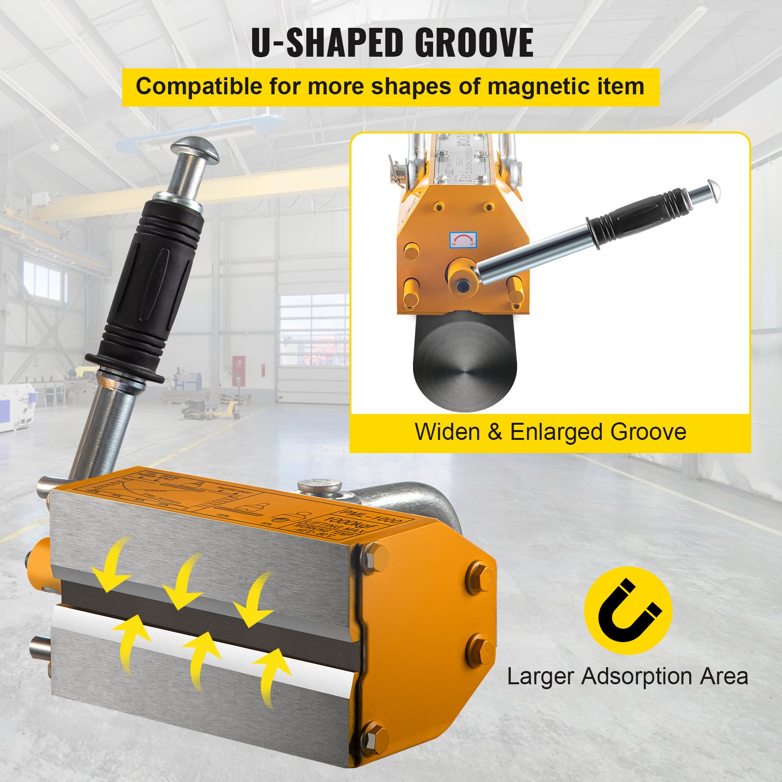 1000 KG Steel Magnetic Lifter Heavy Duty Crane Hoist Lifting Magnet ...