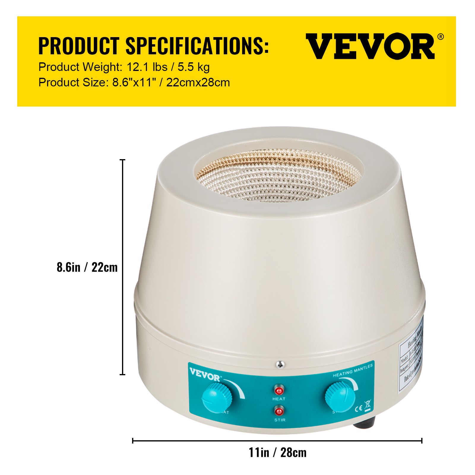 Vevor Heating Mantle 1000ml Magnetic Stirrer Heating Mantle 350w