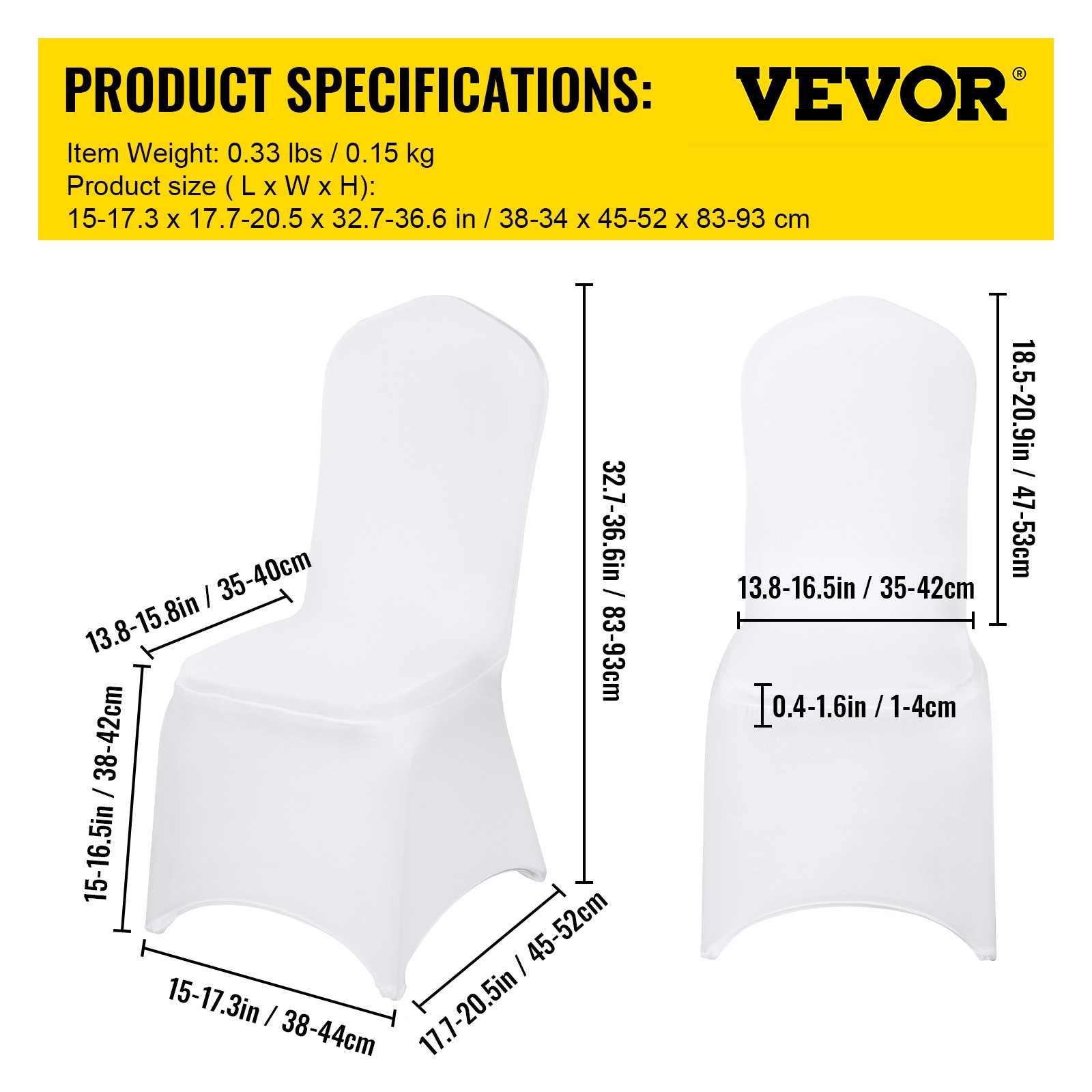 VEVOR 100 Pcs White Chair Covers Polyester Spandex Chair Cover Stretch