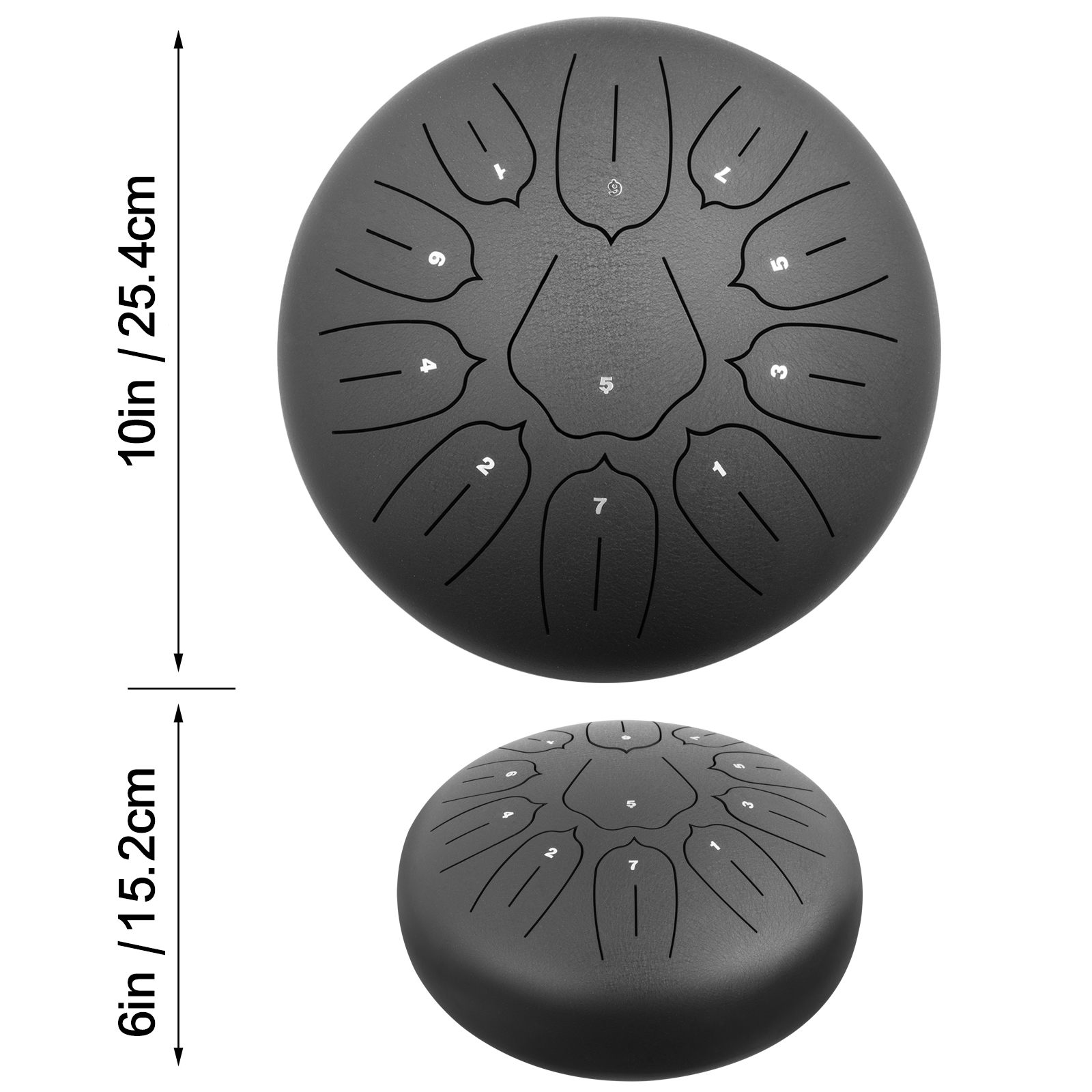 10" Steel Tongue Drum Handpan Drum 11 Notes Black Meditation With Bag