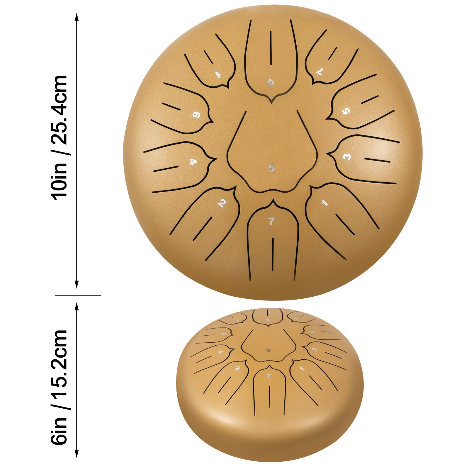 VEVOR Steel Tongue Drum 11 Notes 10 Inches Dia Lotus type Tongue Drum