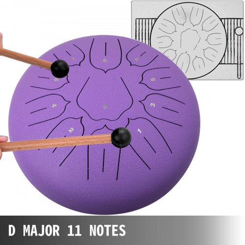 10inch Steel Tongue Drum Handpan 11 Notes Pan Drum D Major Tank Drum