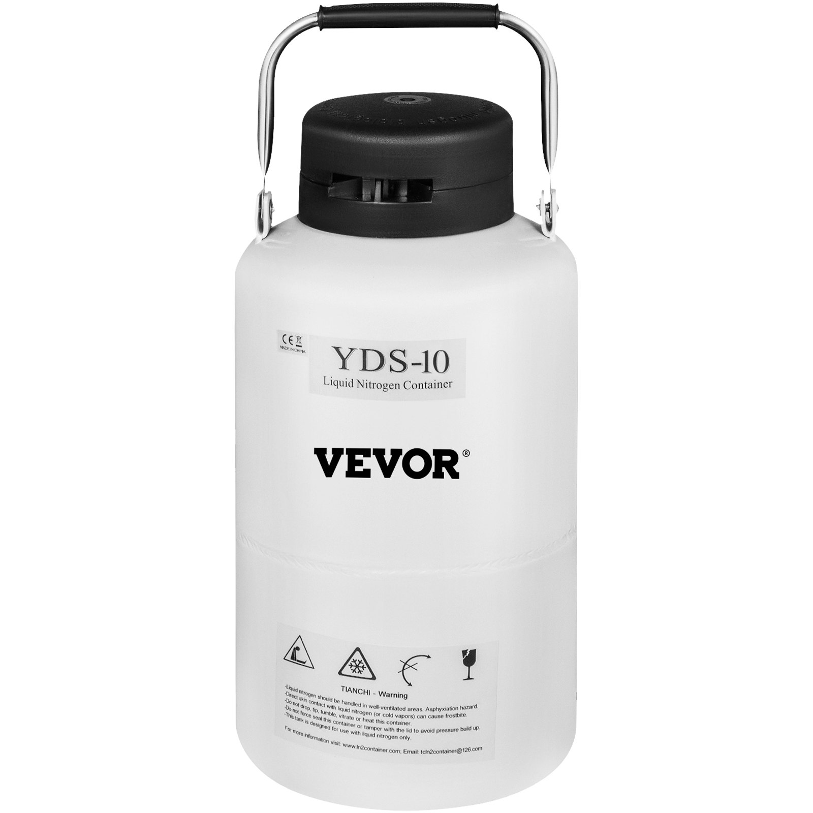 VEVOR Liquid Nitrogen Container 10L Aluminum Alloy Liquid Nitrogen Tank