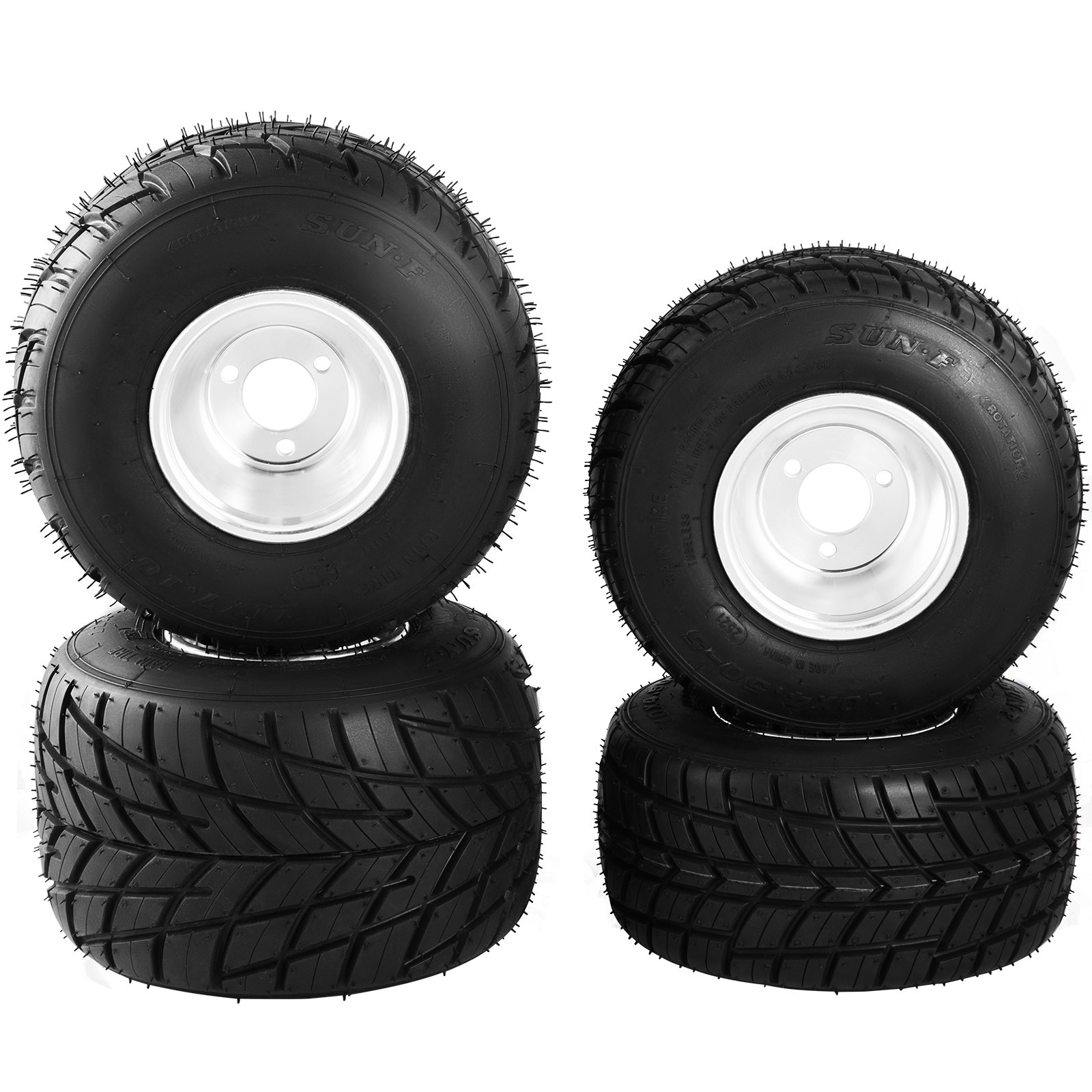 Vevor Go Kart Wheels Go Kart Rain Tires Set Of 4 Rim Tyre Set 3 Holes 