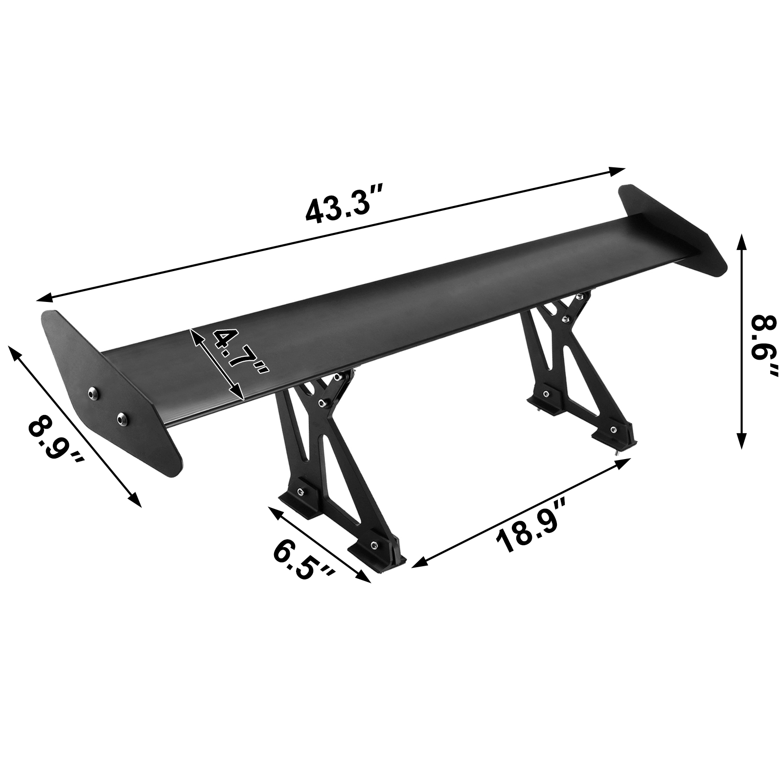 VEVOR GT Wing 43.3Inch Universal Aliminum GT Wing Spoiler Single Deck
