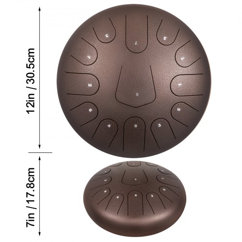 VEVOR Steel Drum 13 Notes Percussion Instrument 12 Inches Tongue Drum, Steel Tongue Drum, Steel