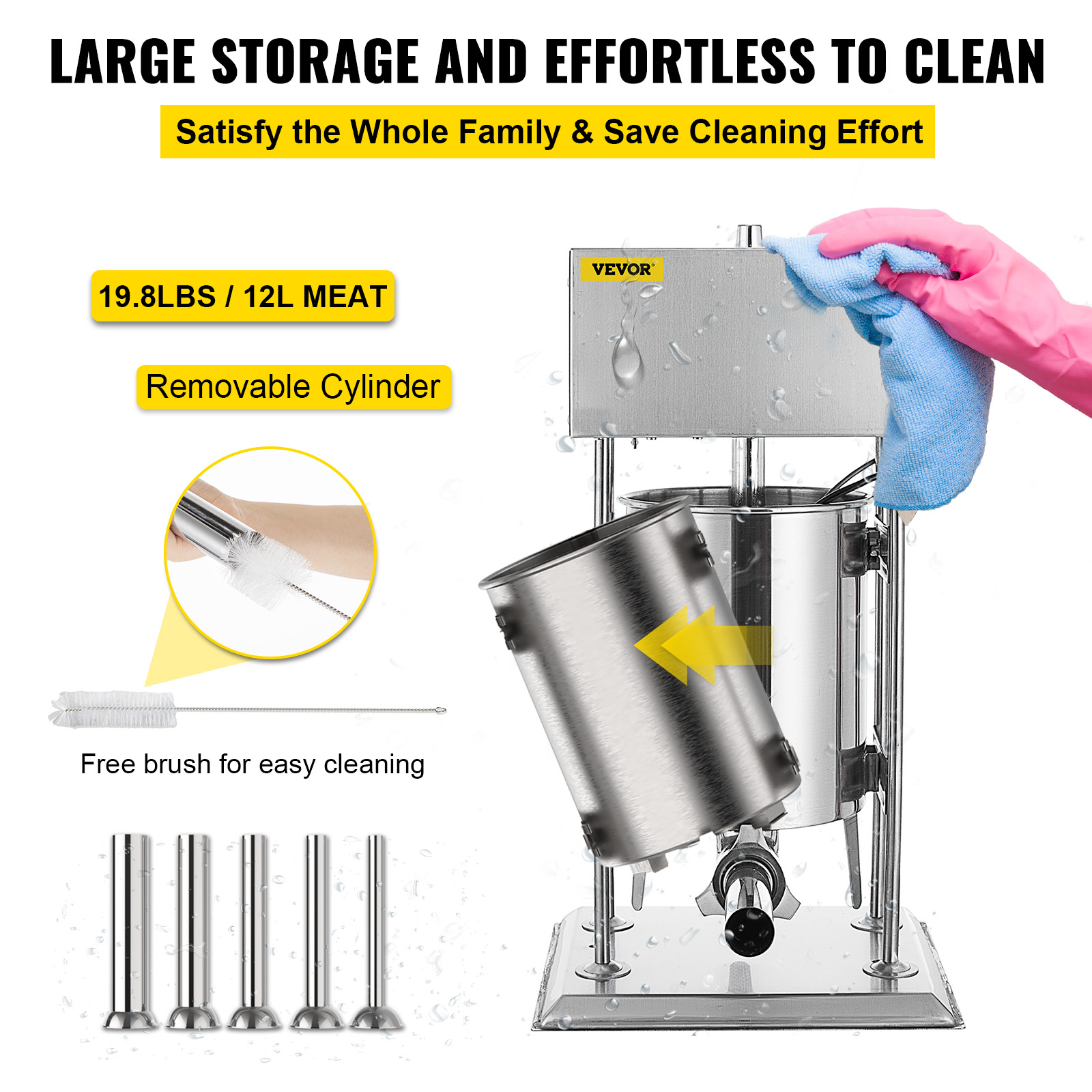 Vevor 12l Electric Sausage Stuffer Multispeed Stainless Steel Filler 28lbs VEVOR US