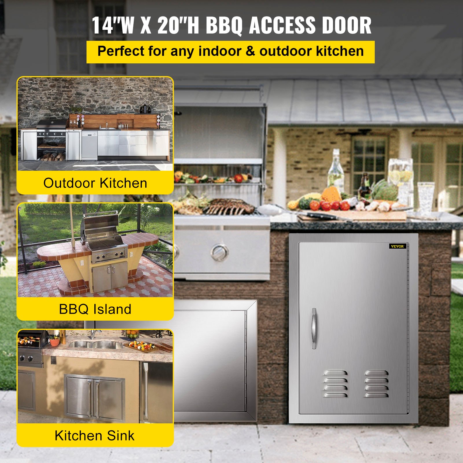 VEVOR Outdoor Kitchen 14W x 20H Inch Wall Construction Stainless Steel