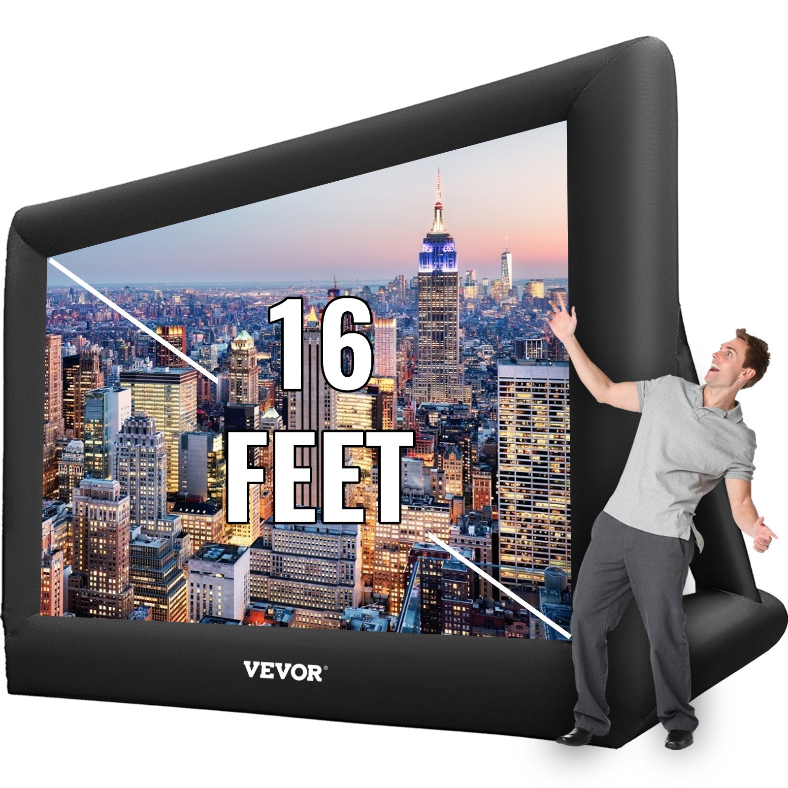 VEVOR Inflatable Movie Screen, 16ft, Portable Huge Inflatable Projector ...