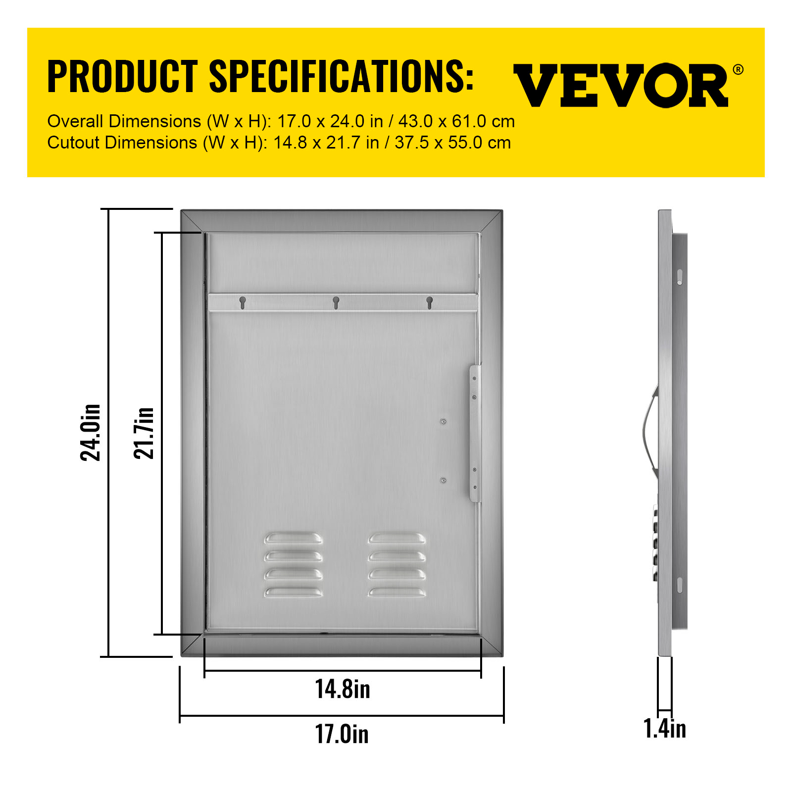 Stainless Steel 24 X 17 Single Access Door For Outdoor Kitchen Bbq