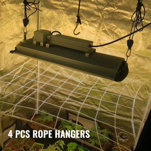 VEVOR Light Hangers Adjustable 2Pair Rope Clip Hanger 1/8 Inch Grow Light Rope Hanger 6Feet