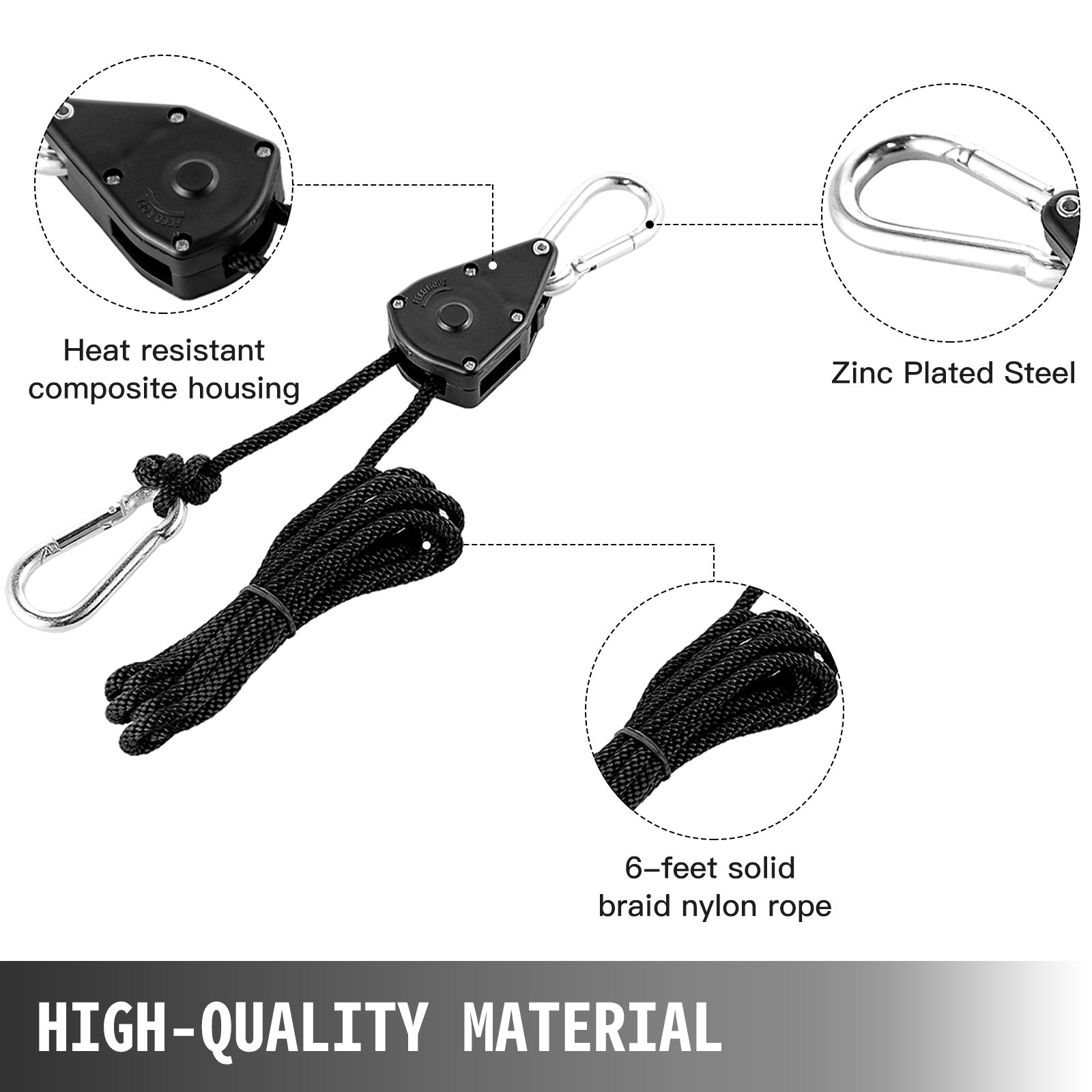 VEVOR Grow Light Rope 49Pair, Heavy Duty Adjustable Rope Clip Hanger 1/