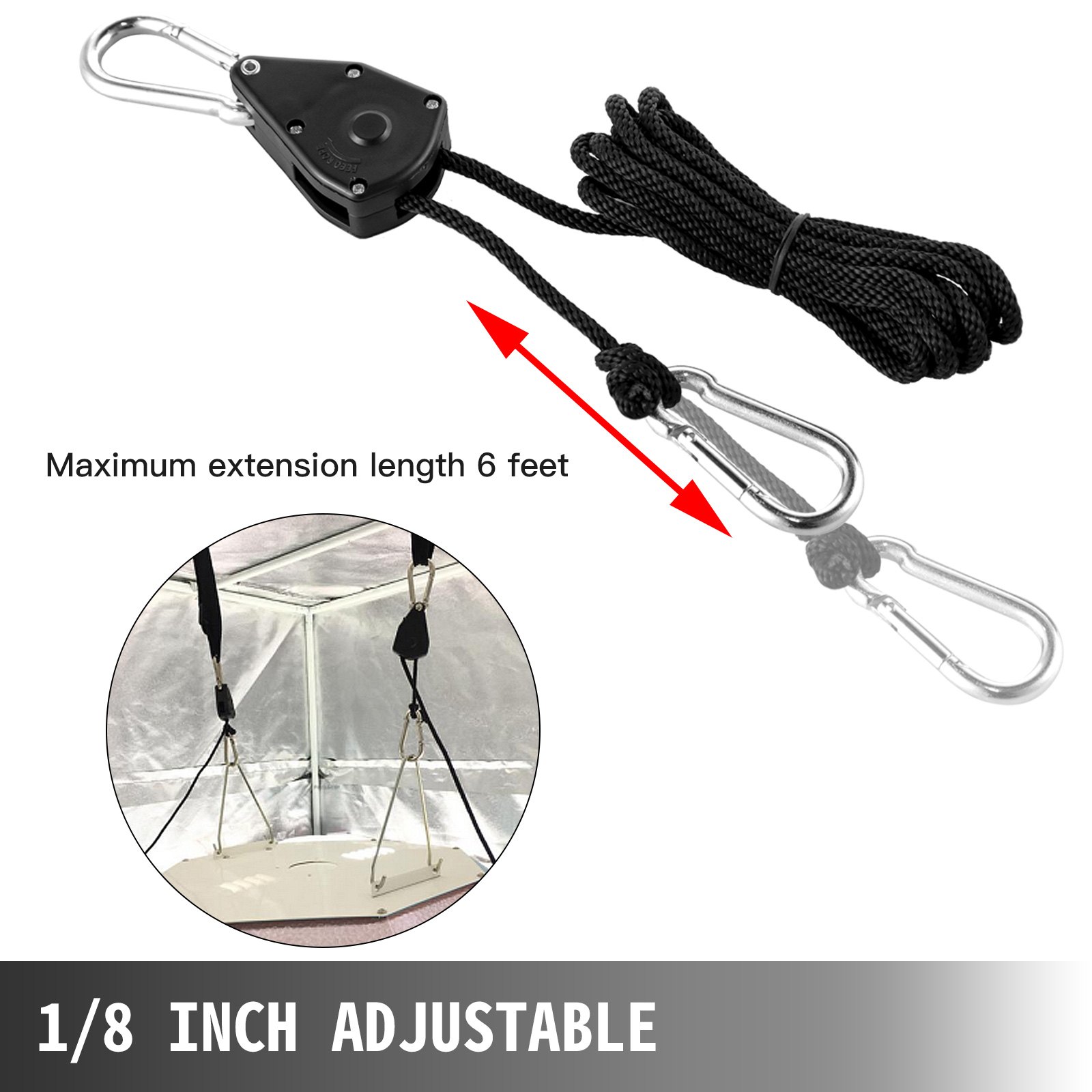 VEVOR Grow Light Rope 49Pair, Heavy Duty Adjustable Rope Clip Hanger 1/