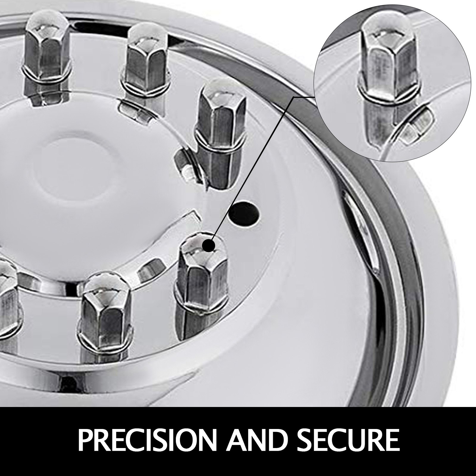 VEVOR Polished 19.5" 10 Lug Wheel Simulators Stainless Steel Bolt Kit Hubcap Kit Fit for 2005