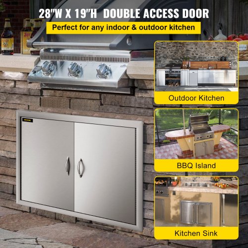 19"h X28"w Bbq Access Door Outdoor Kitchen Island Double Door VEVOR US