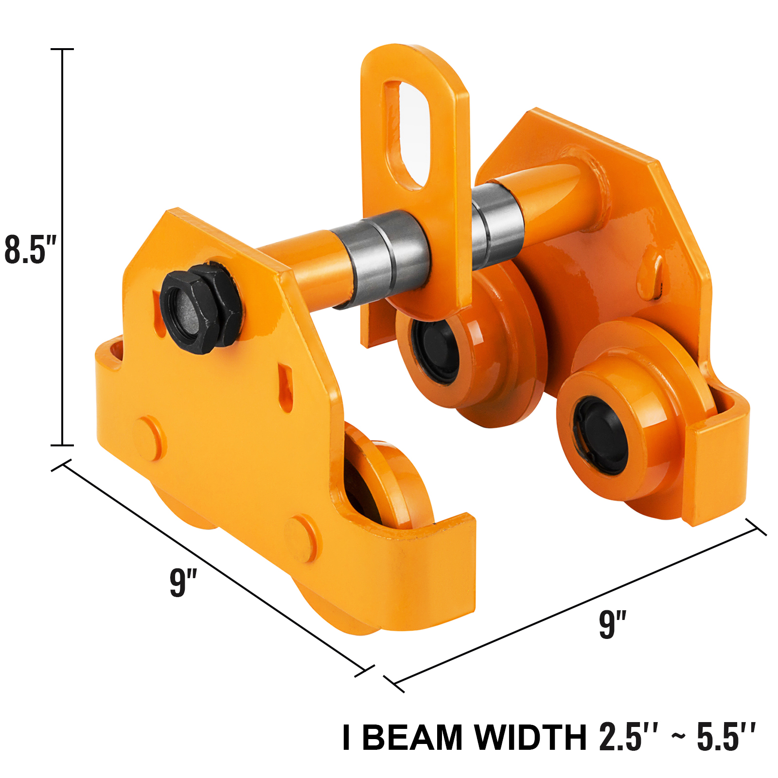 1 Ton Steel Ibeam Push Beam Track Roller Trolley For Overhead Garage