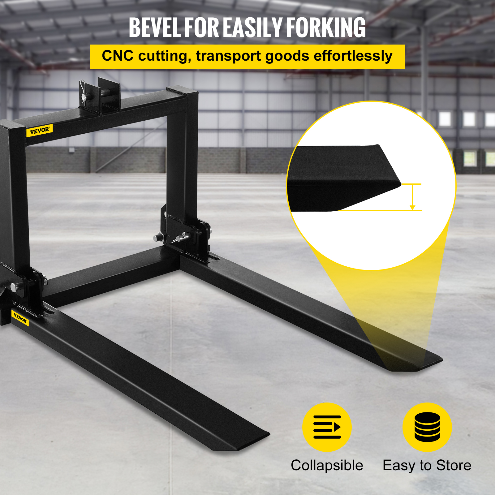 Vevor 3 Point Hitch Pallet Fork 2000lbs Fork Attachment For Category 1