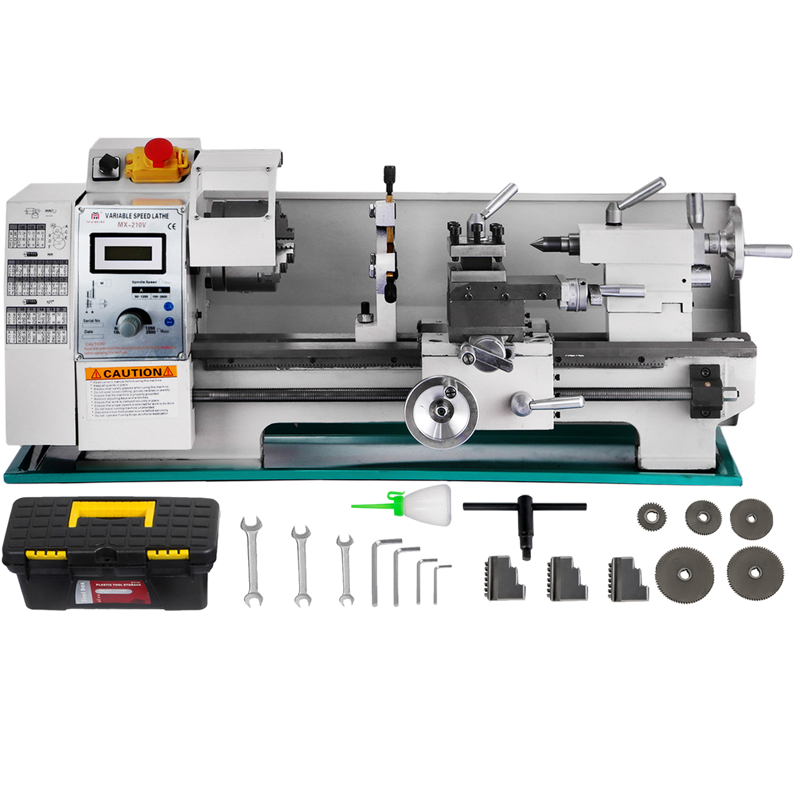 VEVOR Metal Lathe 8x16 Inch 750W Infinitely Variable Speed for Metal ...