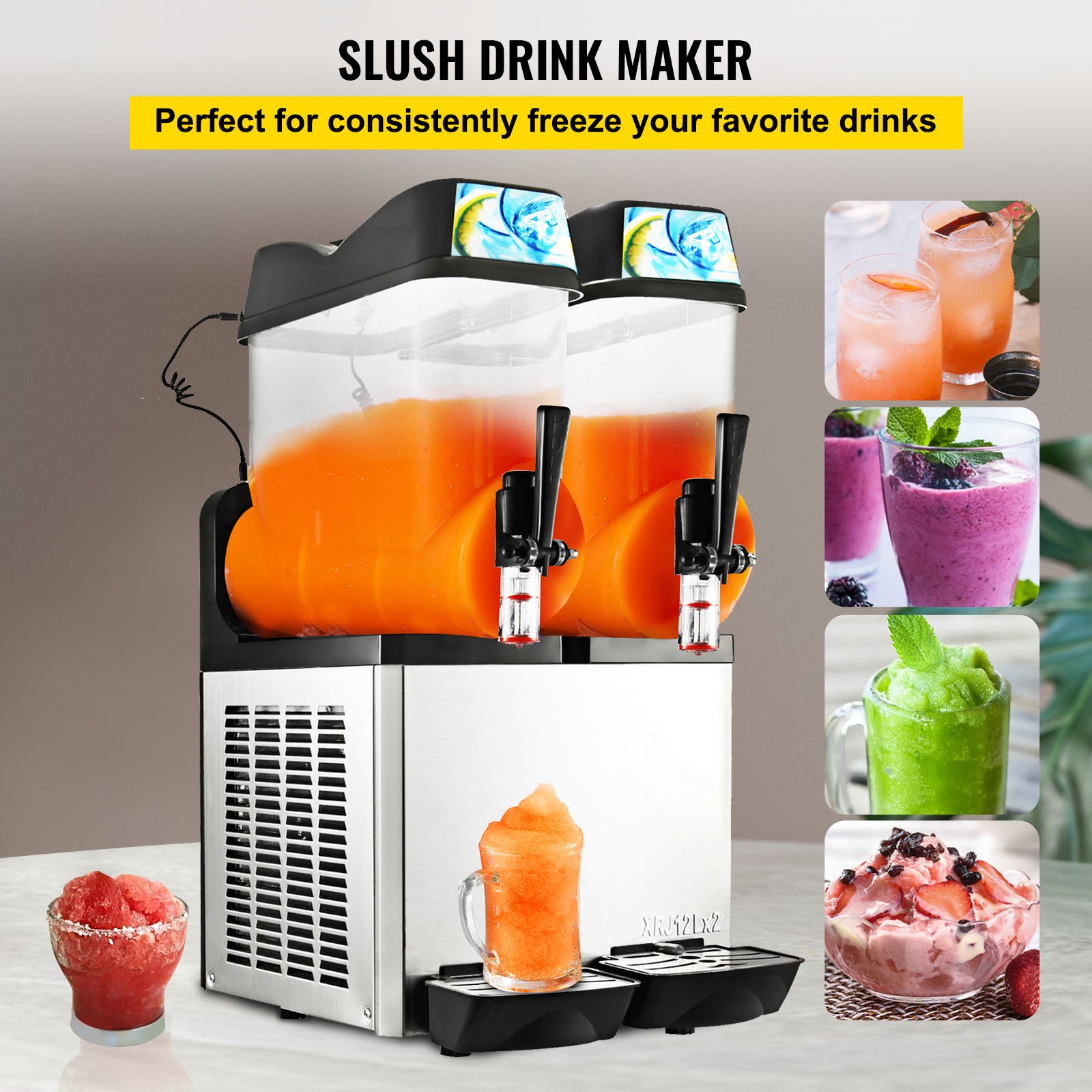 24L Commercial Slushie Machine Granita Slush Maker Slushy Juice | VEVOR US