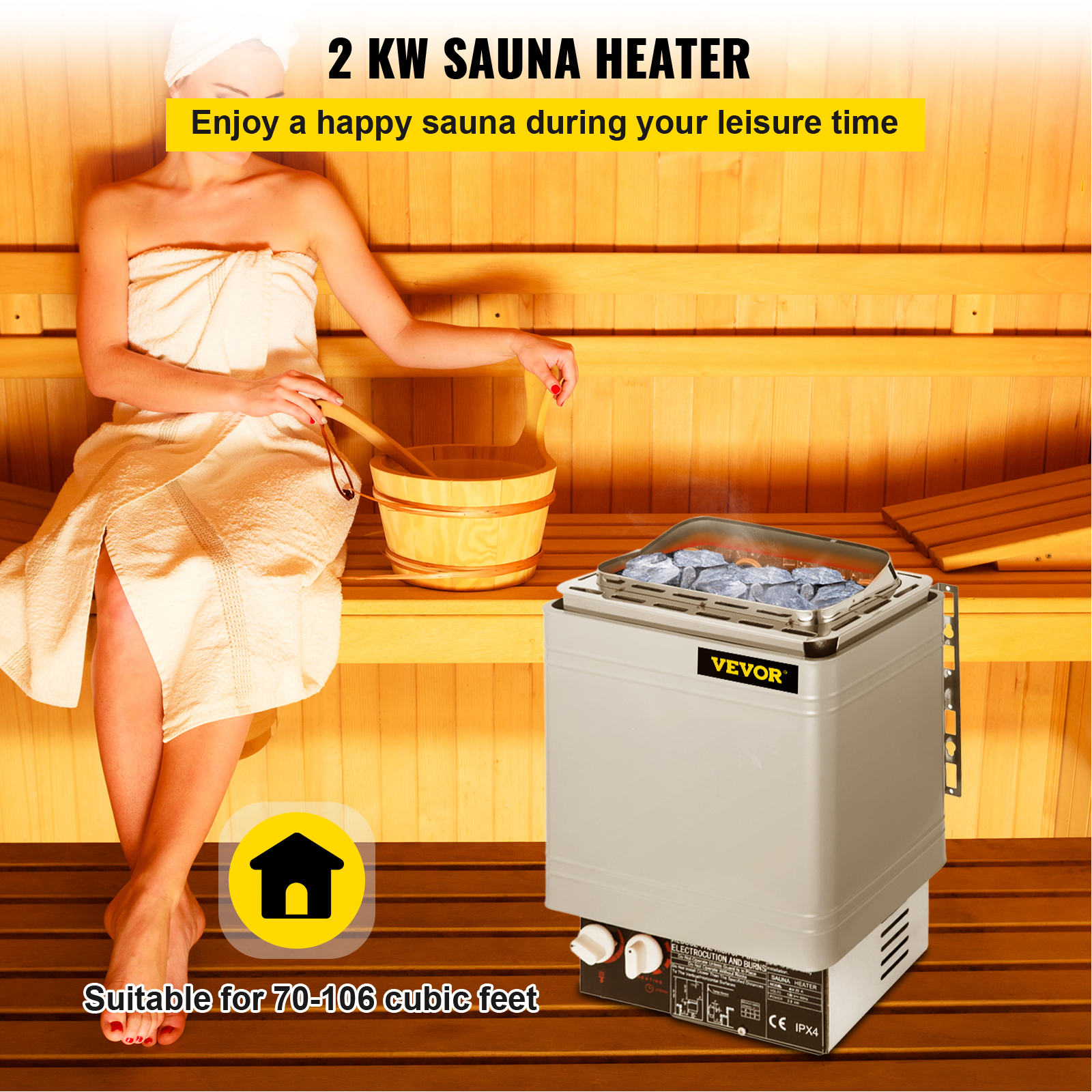 Electric Sauna Heater Stove Dry Sauna Stove Stainless Steel 2kw