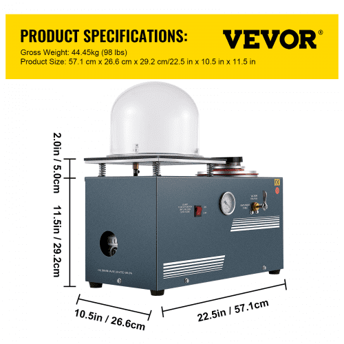 VEVOR Vacuum Investing Casting 2L Vacuum Casting Machine with 3 CFM