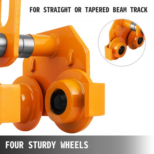 2 Ton Push Beam Trolley For Heavy Loads To 4400 lbs Fits Straight