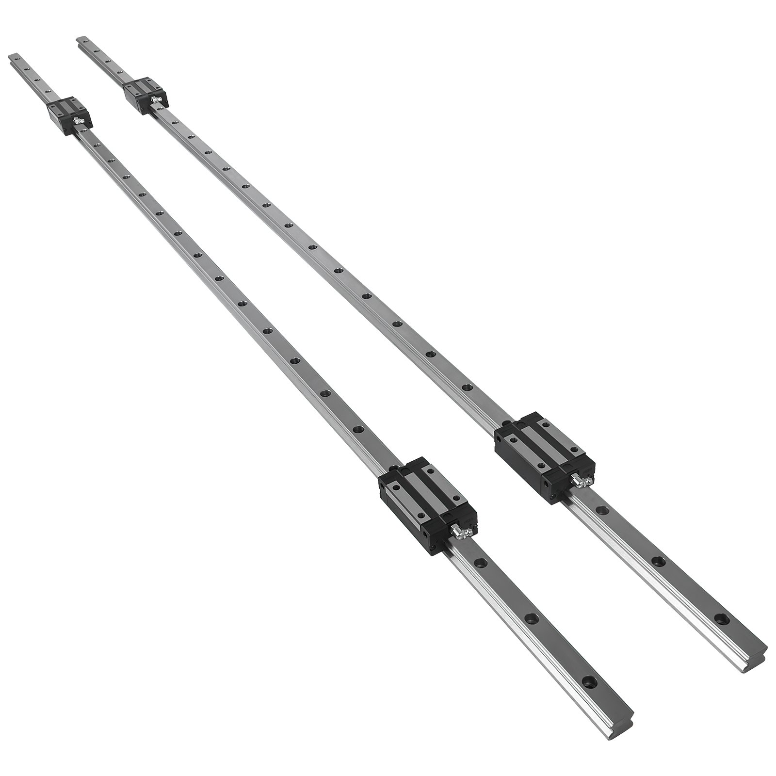 VEVOR Linear Rail 2X HGH 201500mm Linear Slide Rail + 4X Pillow Block Carriage Bearing Block