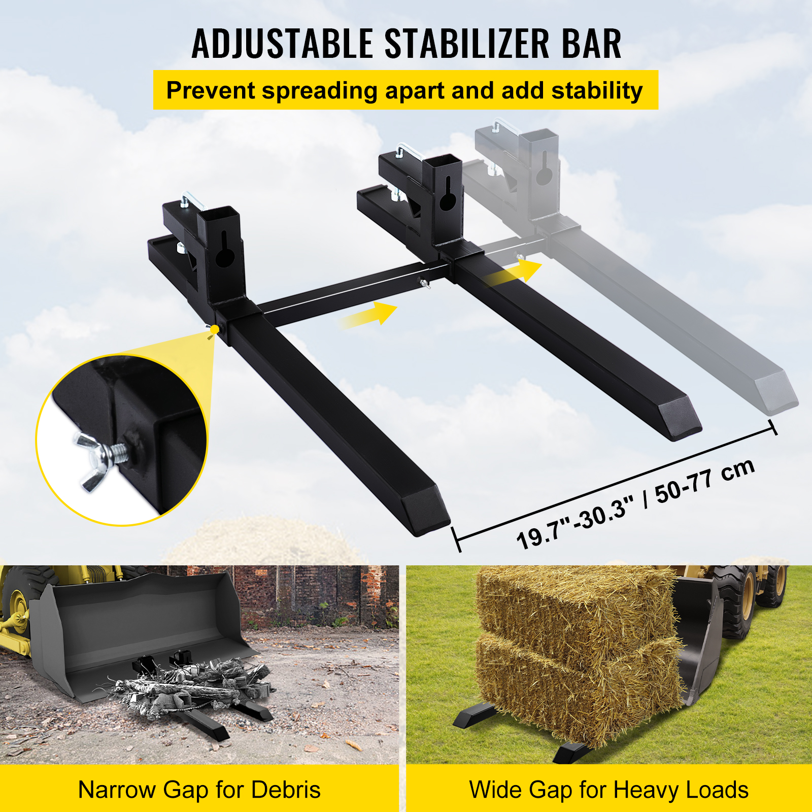 39‘’ Clamp On Pallet Forks W/ Bar 1500lb Loader Tractor Heavy Duty ...