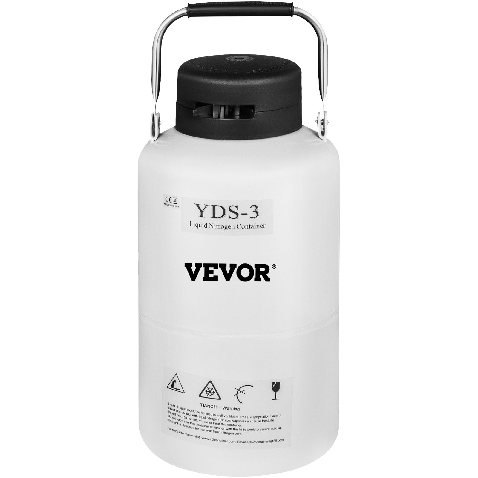VEVOR 3L Liquid Nitrogen Container Aluminum Alloy Liquid Nitrogen Tank