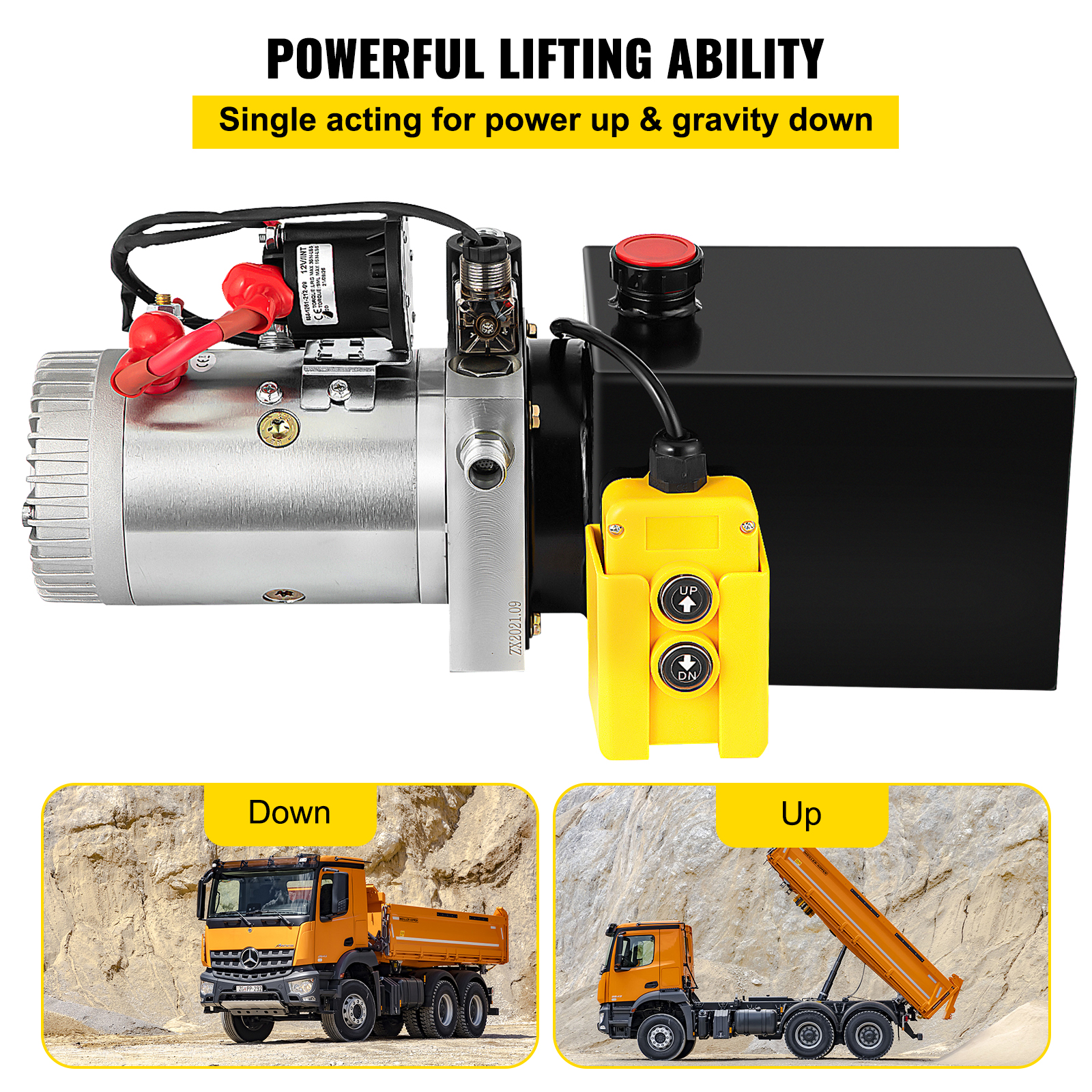 Single Acting Hydraulic Pump 12v Dump Trailer 4 Quart Metal Reservoir