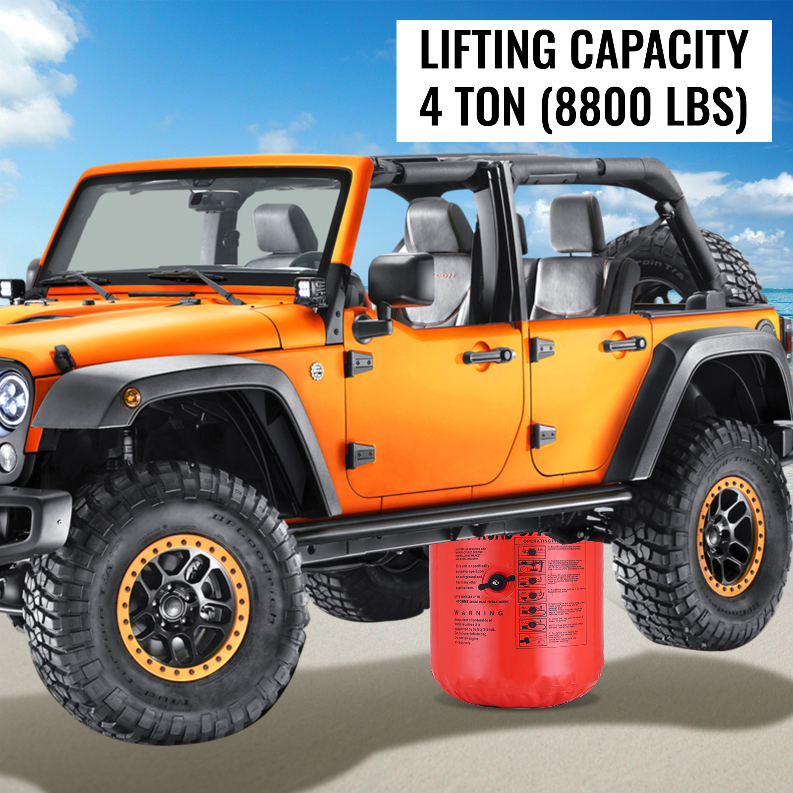 Air Jack Exhaust 4x4 Off Road 4 Tonne Lift Capacity Most Durable Hose