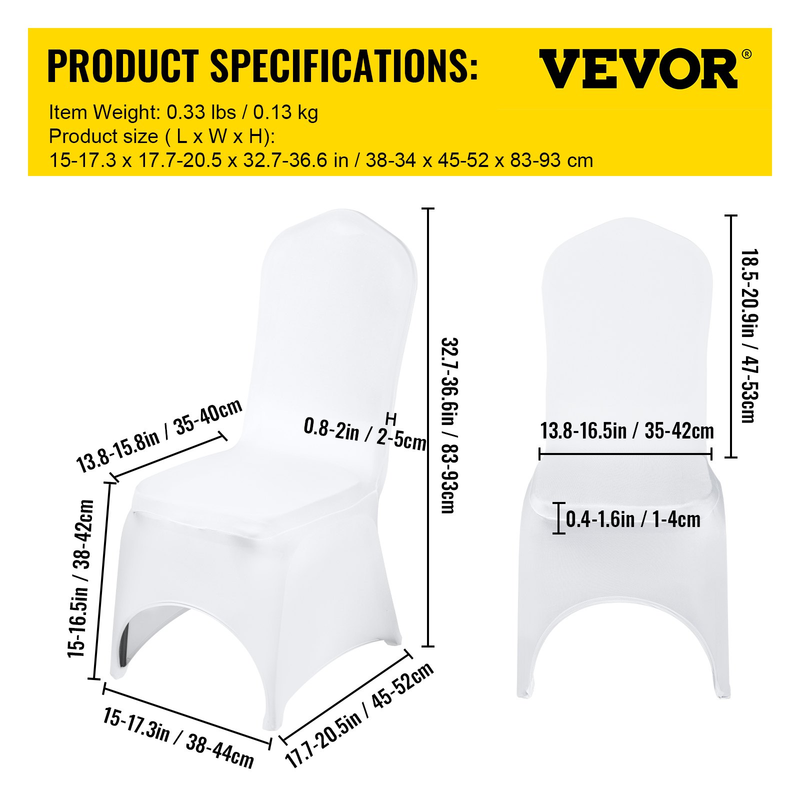 VEVOR 50 Pcs White Chair Covers Polyester Spandex Chair Cover Stretch Slipcovers for Wedding