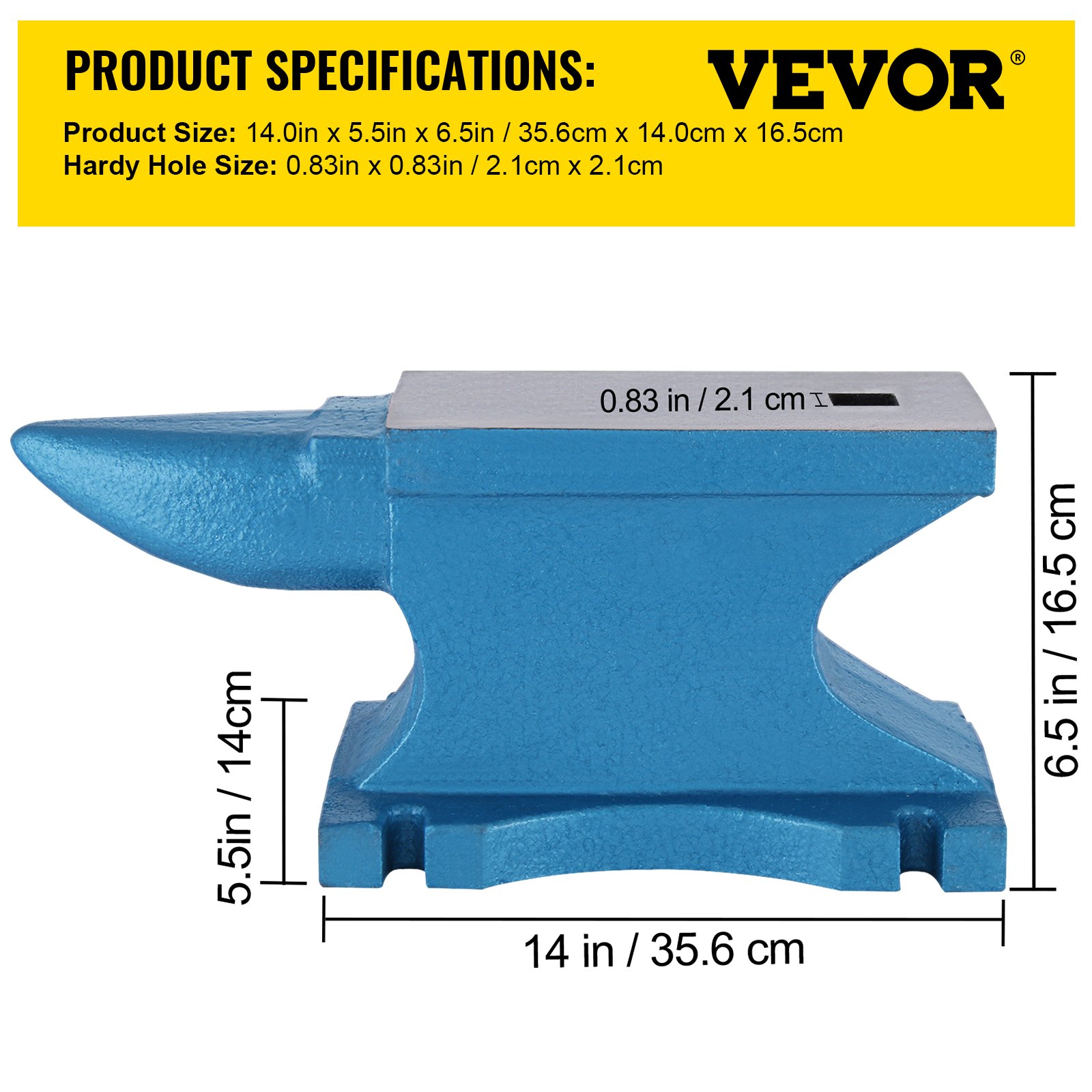 VEVOR Single Horn Anvil 55Lbs, Cast Iron Anvil Blacksmith Withstands ...