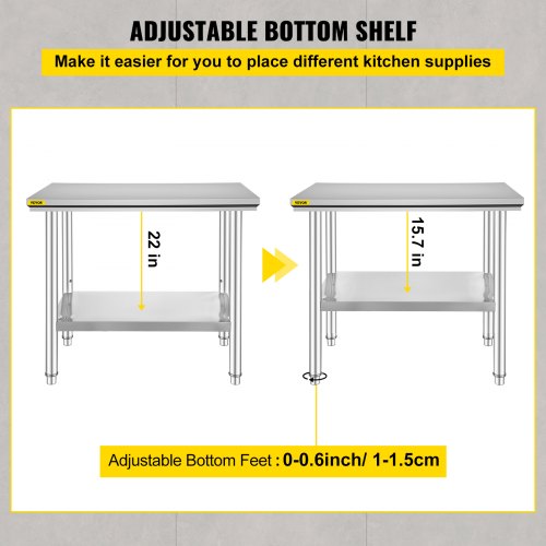 Stainless Steel Commercial Kitchen Work Food Prep Table 24