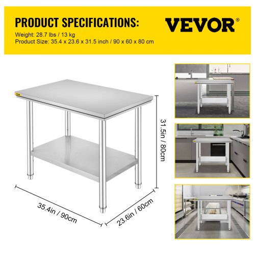 Stainless Steel Commercial Kitchen Work Food Prep Table 24