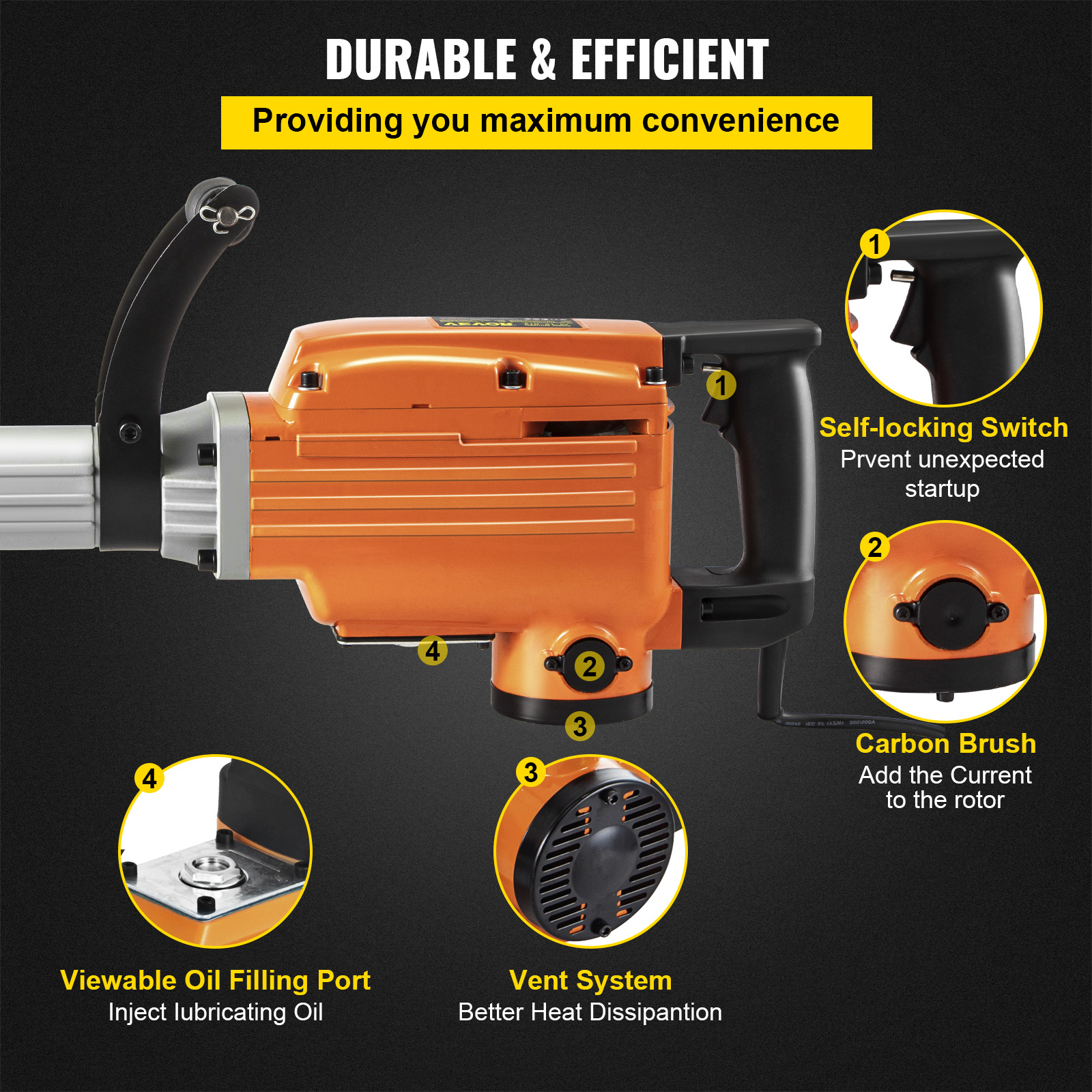 VEVOR Vevor 230v Electric Demolition Jack Hammer Drill Concrete Breaker