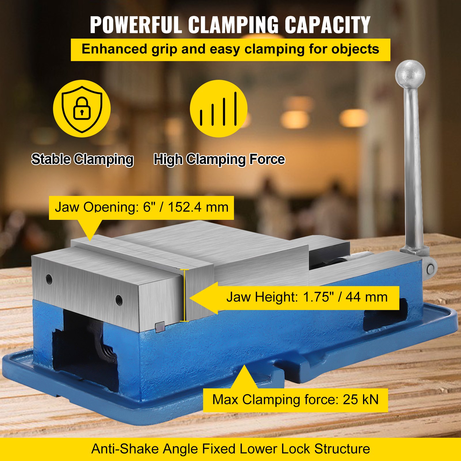 6" Precise Lock Vise Precision Milling Drilling Machine Bench Clamp Clamping Vice VEVOR US