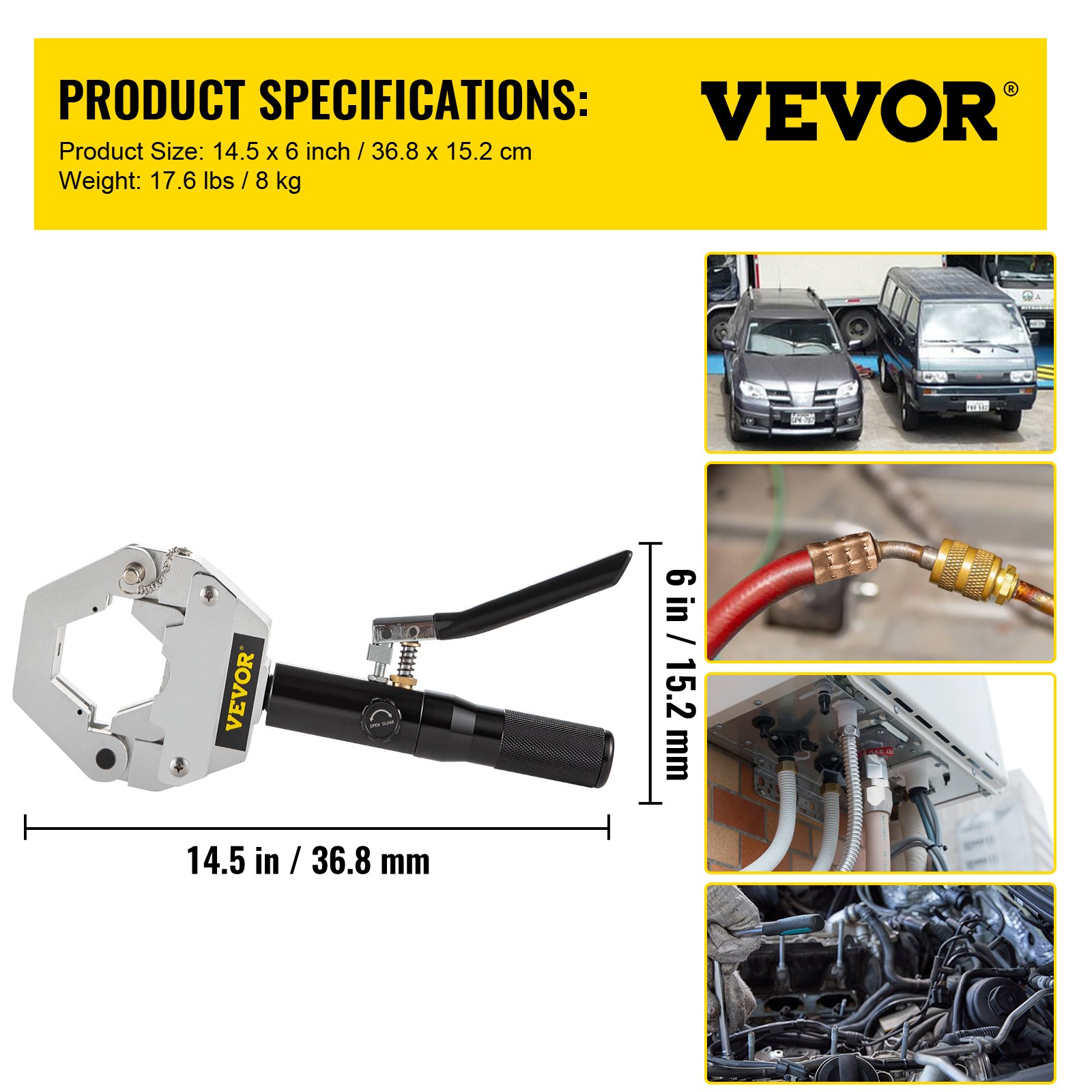 71500 A/C Hose Crimper Tool Kit Manual Hydraulic Crimper Portable
