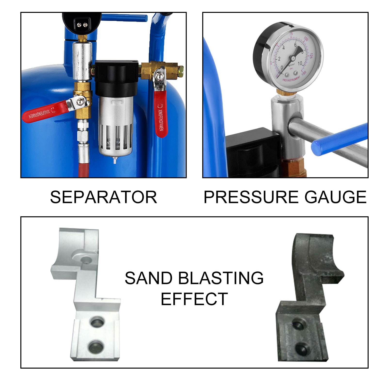 VEVOR 20 Gallon/75l Sandblaster Bead Pot Sand Blaster Grit Blasting